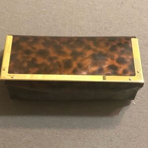 Tory Burch Tortoiseshell Pattern Glasses Case with Gold Trim